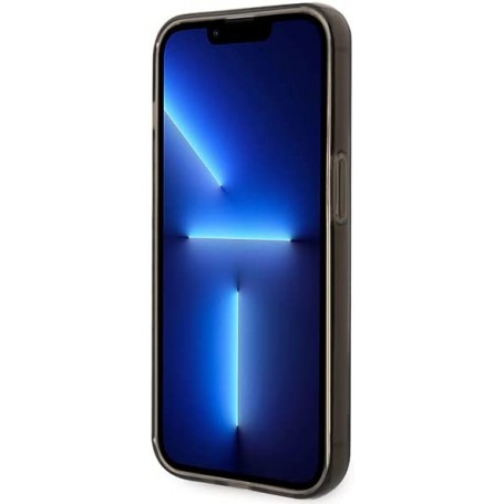 Funda Guess de Silicona Translúcida para Apple iPhone 14 Pro Max Color Negro con logo dorado