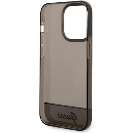 Funda Guess de Silicona Translúcida para Apple iPhone 14 Pro Max Color Negro con logo dorado