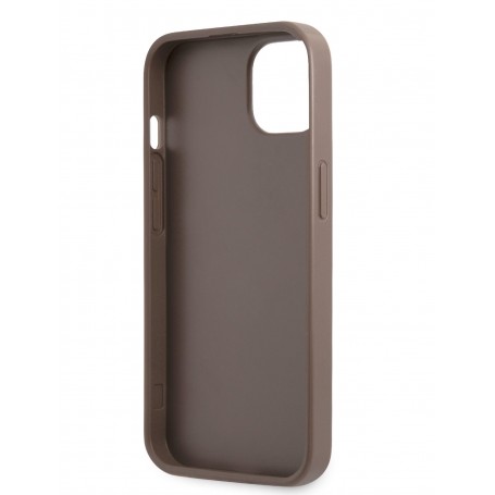 Funda Rígida Guess para Apple iPhone 13 Modelo Saffiano 4G Marrón con logo Triángulo GUHCP13MP4TPW