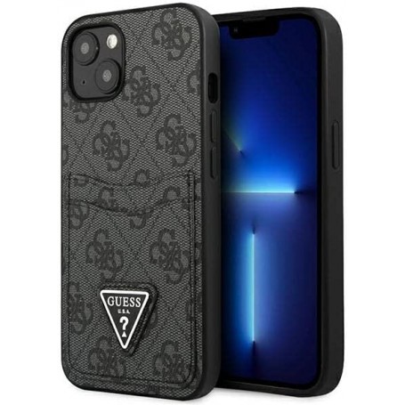 Funda Rígida Guess para Apple iPhone 13 Modelo Saffiano 4G Negro con logo Triángulo GUHCP13MP4TPK