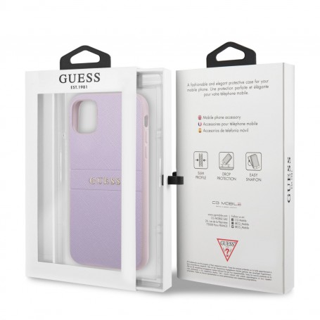 Funda Rígida Guess para Apple iPhone 11 Modelo Saffiano Color Morado GUHCN61PSASBPU