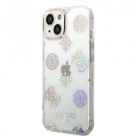 Funda Guess Rígida Translúcida con Peonías Brillantes para Apple iPhone 14 Color Blanco GUHCP14SHTPPTH