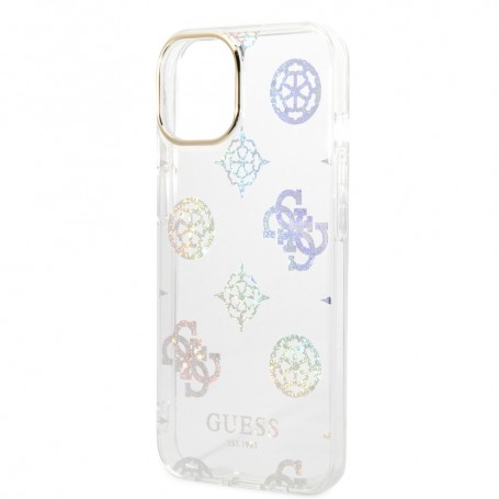 Funda Guess Rígida Translúcida con Peonías Brillantes para Apple iPhone 14 Color Blanco GUHCP14SHTPPTH
