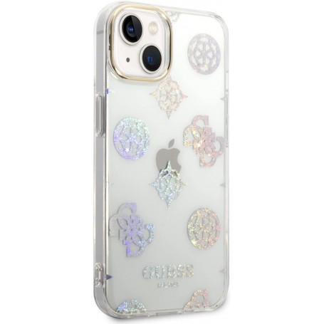 Funda Guess Rígida Translúcida con Peonías Brillantes para Apple iPhone 14 Color Blanco GUHCP14SHTPPTH