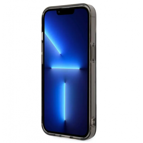 Funda Guess Rígida Translúcida con Peonías Brillantes para Apple iPhone 14 Color Negro GUHCP14SHTPPTK