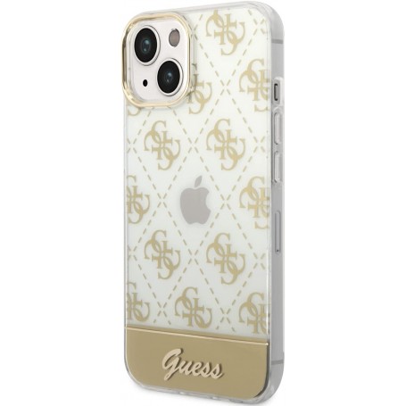 Funda Rígida Guess diseño 4G para Apple iPhone 14 Color Dorado GUHCP14SHG4MHG