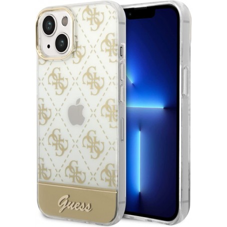 Funda Rígida Guess diseño 4G para Apple iPhone 14 Color Dorado GUHCP14SHG4MHG