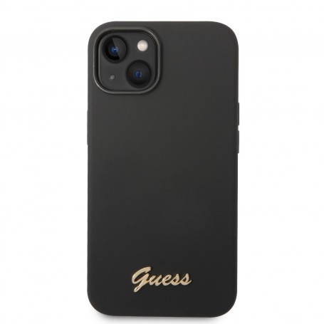 Funda Guess de Silicona para Apple iPhone 14 Plus Color Negro con logo dorado GUHCP14MSLSMK