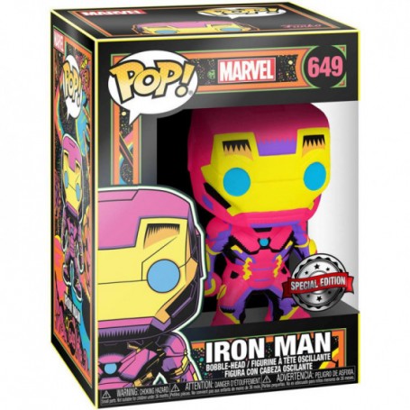 Figura Funko Pop! Marvel Iron Man Black Light Modelo 649 | 48846  Edición Especial Outlet Caja ligeramente dañada