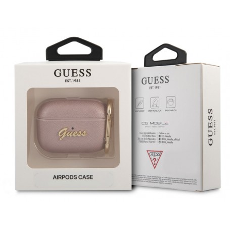 Funda Guess Silicona para Apple Airpods 3 Saffiano Rosa Modelo GUA3SASMP