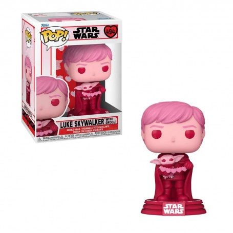 Figura Funko POP! Star Wars Luke Skywalker con Grogu Modelo 494 | 60125 Edición Especial San Valentín