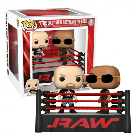 Figura Funko Pop! Momento WWE The Rock Vs Stone Ring de Lucha Libre Modelo 2 Pack | 54661 | CAJA DAÑADA OUTLET