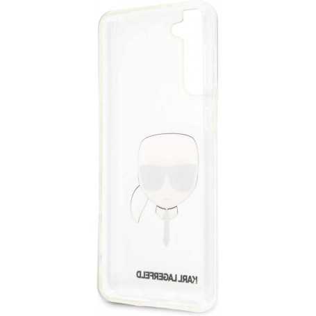 Funda Rígida Karl Lagerfeld para Samsung Galaxy S21 Plus diseño cara de Karl Transparente KLHCS21MKTR