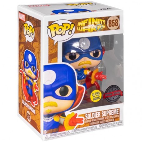 Figura Funko Pop! Marvel Infinity Warps Soldier Supreme Modelo 858 | 56340 Edición Especial Brilla en la Oscuridad
