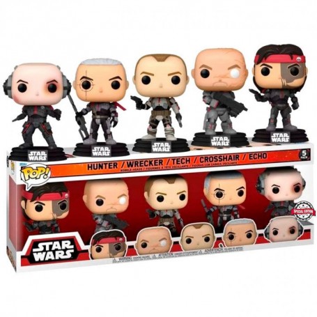Figura Funko Pop! Star Wars Hunter | Wrecker | Tech | Crossair | Echo (The Bad  Batch) Pack-5 | 57263