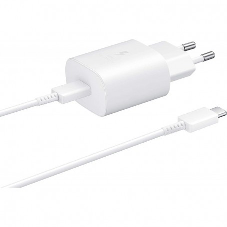 Cargador Samsung 25W Modelo EP-TA800XW y Cable USB C Carga Rápida Blanco Sin Embalaje