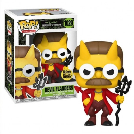 Figura Funko Pop! Los Simpsons Devil Flanders Modelo 1029 | 51399 Edición Especial Brilla en la Oscuridad