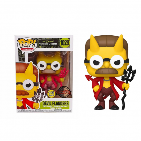 Figura Funko Pop! Los Simpsons Devil Flanders Modelo 1029 | 51399 Edición Especial Brilla en la Oscuridad