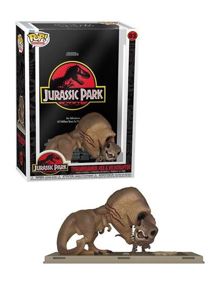 Figura Funko Pop! Jurassic Park Tyrannosaurus Rex & Velociraptor Modelo 03 | 61503 Edición Poster de la Película