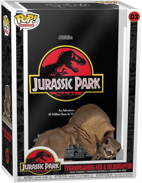 Figura Funko Pop! Jurassic Park Tyrannosaurus Rex & Velociraptor Modelo 03 | 61503 Edición Poster de la Película
