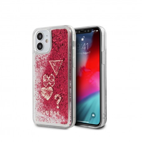 Funda Guess Vintage purpurina líquida para iPhone 12 Mini color Frambuesa | Estado como Nuevo Outlet