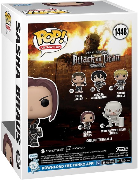 Figura Funko Pop! Animación Ataque de los Titanes Sasha Braus Modelo 1448 | 67927