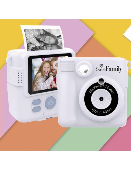 Cámara de Fotos Instantánea Print SaveFamily Color Blanco Para Niños