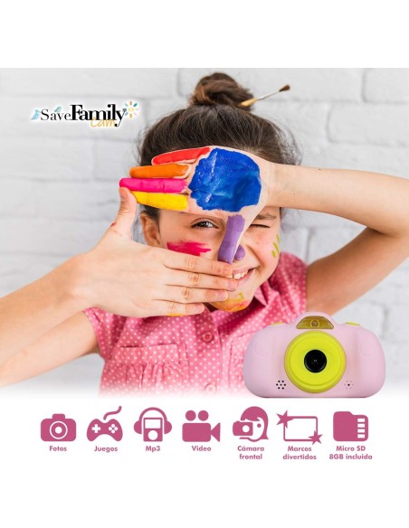 Cámara de Fotos y Vídeo Savefamily Color Rosa para Niños