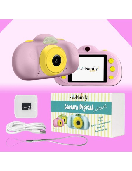 Cámara de Fotos y Vídeo Savefamily Color Rosa para Niños