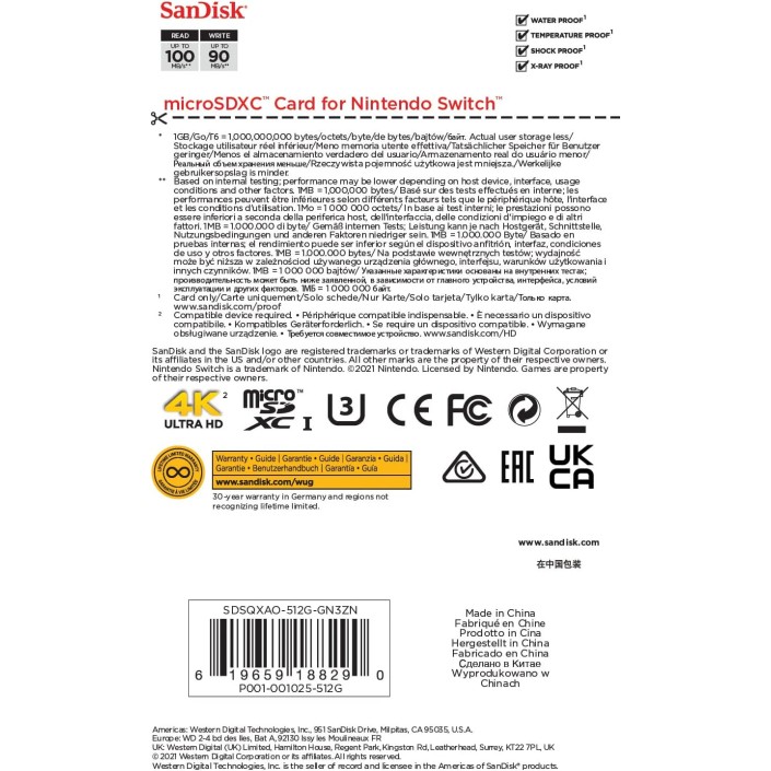 Tarjeta Micro SDXC SanDisk 512Gb para Nintendo...