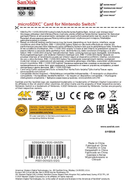 Tarjeta Micro SDXC SanDisk 512Gb para Nintendo Switch