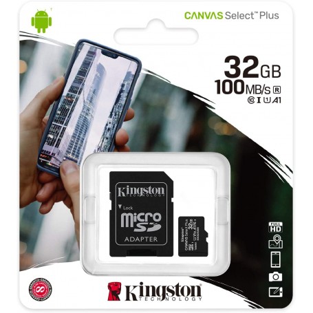 Tarjeta Kingston Canvas Select Plus Micro SD 32Gb Clase 10 con Adaptador