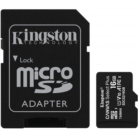 Tarjeta Kingston Canvas Select Plus Micro SD 16Gb Clase 10 con Adaptador Nuevo