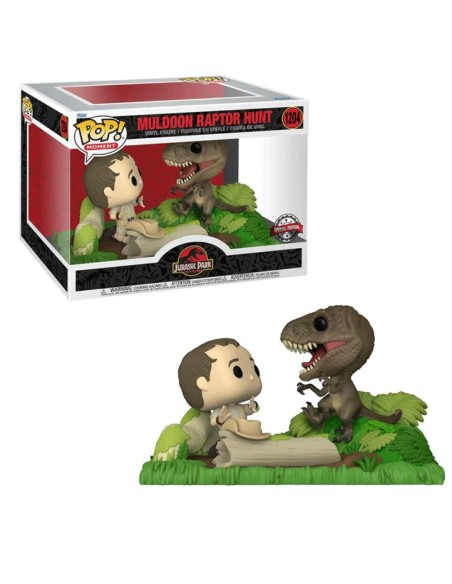 Figura Funko Pop! Moment Jurassic Park Muldoon con Raptor Modelo 1204 | 62811 Edición Especial