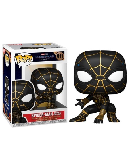 Figura Funko Pop! Marvel Spider-Man No Way Spider-Man Traje negro y dorado Modelo 911 | 56827
