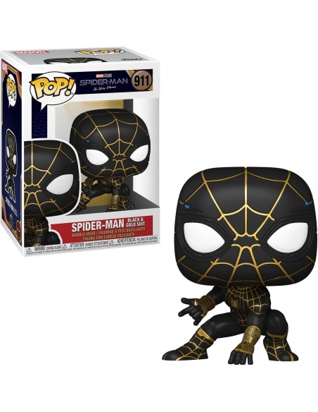 Figura Funko Pop! Marvel Spider-Man No Way Spider-Man Traje negro y dorado Modelo 911 | 56827