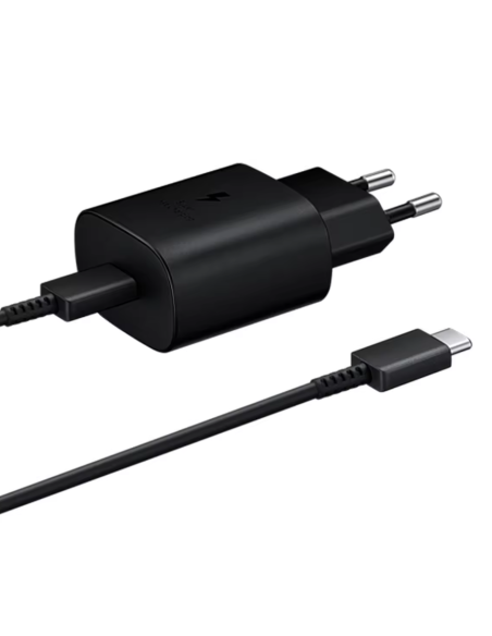 Cargador Samsung 25W Modelo EP-TA800XB y Cable USB C Carga Rápida Negro Sin Embalaje
