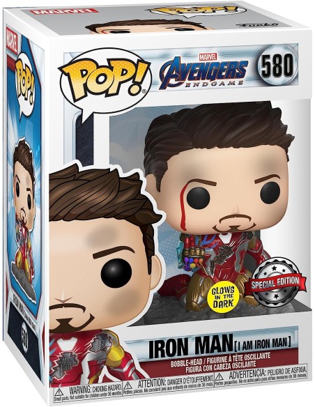 Figura Funko Pop! Marvel Avengers Endgame Iron Man Modelo 580 | 47096 Edición Especial Brilla en la Oscuridad