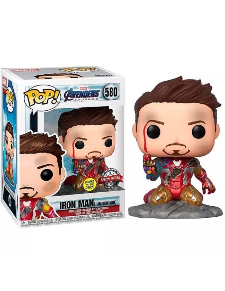 Figura Funko Pop! Marvel Avengers Endgame Iron Man Modelo 580 | 47096 Edición Especial Brilla en la Oscuridad