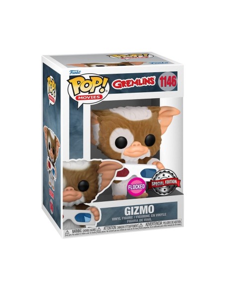 Figura Funko Pop! Películas Los Gremlins Gizmo Modelo 1146 | 57937 Edición Especial Flocked