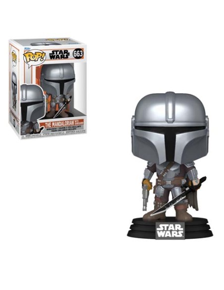 Figura Funko Pop! Star Wars The Mandalorian con Sable Oscuro Modelo 663 | 76550