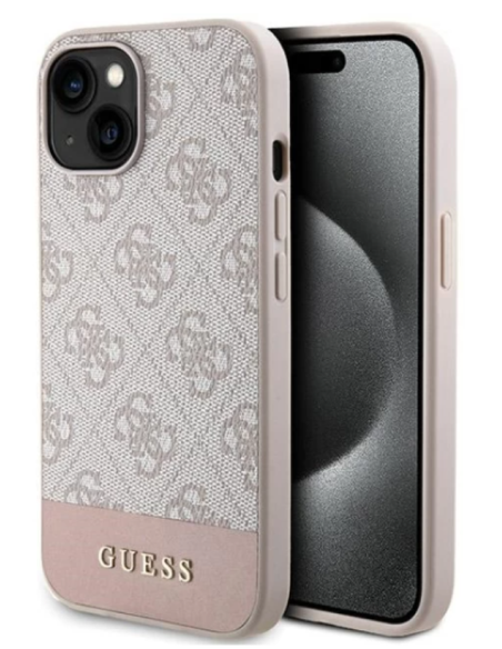 Funda Rígida Guess diseño 4G para Apple iPhone 15 |14 | 13 Color Rosa GUHCP15SG4GLPI