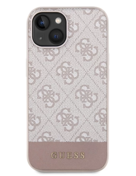 Funda Rígida Guess diseño 4G para Apple iPhone 15 |14 | 13 Color Rosa GUHCP15SG4GLPI