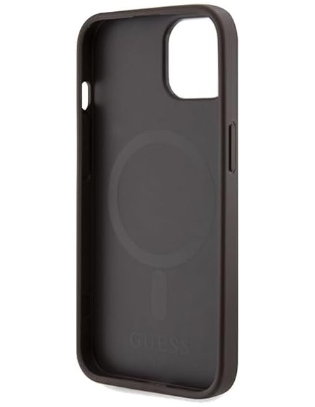 Funda Rígida Guess diseño 4G para Apple iPhone 15 | 14 | 13 Color Marrón Franjas Verticales GUHMP15SP4RPSW