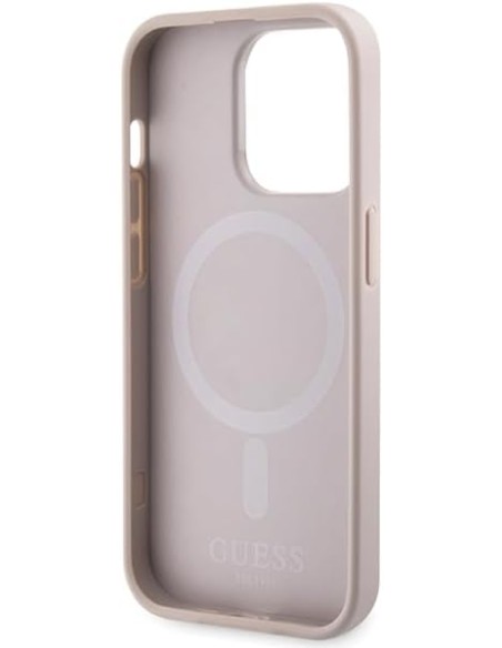 Funda Rígida Guess diseño 4G para Apple iPhone 15 Pro Max Color Rosa Franjas Verticales GUHMP15XP4RPSP