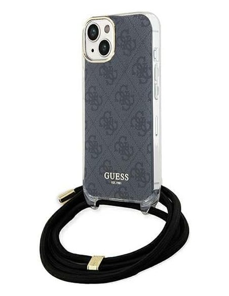 Funda Guess en Silicona diseño 4G con Cordón para iPhone 15 | 14 | 13 color Negro GUHCP15SHC4SEK