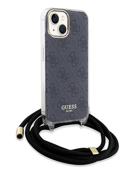 Funda Guess en Silicona diseño 4G con Cordón para iPhone 15 | 14 | 13 color Negro GUHCP15SHC4SEK