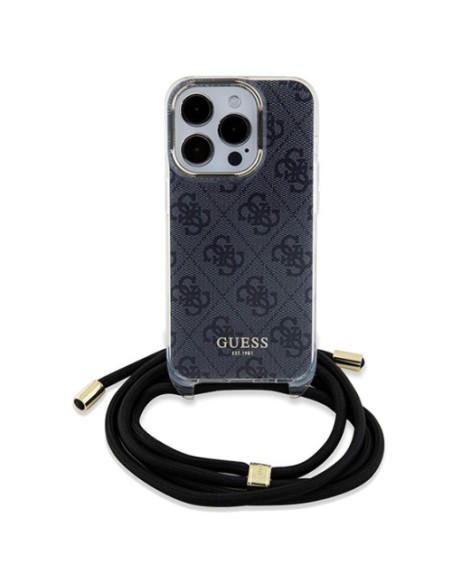 Funda Guess en Silicona diseño 4G con Cordón para iPhone 15 Pro Max color Negro GUHCP15XHC4SEK