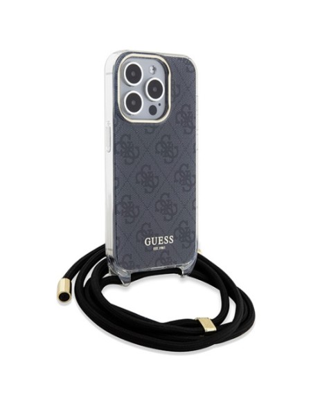 Funda Guess en Silicona diseño 4G con Cordón para iPhone 15 Pro Max color Negro GUHCP15XHC4SEK