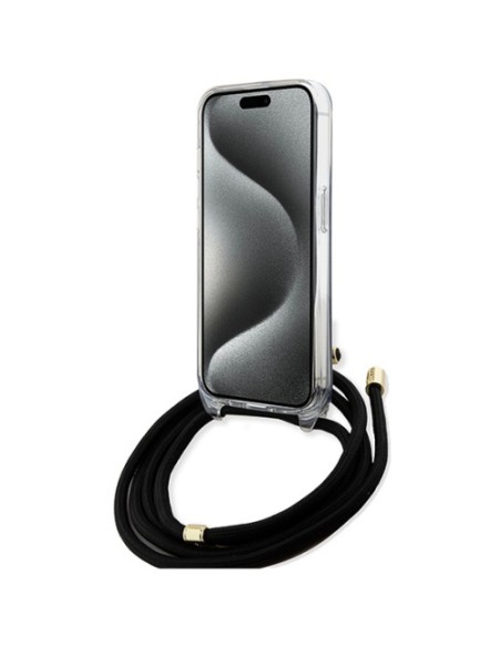 Funda Guess en Silicona diseño 4G con Cordón para iPhone 15 Pro Max color Negro GUHCP15XHC4SEK